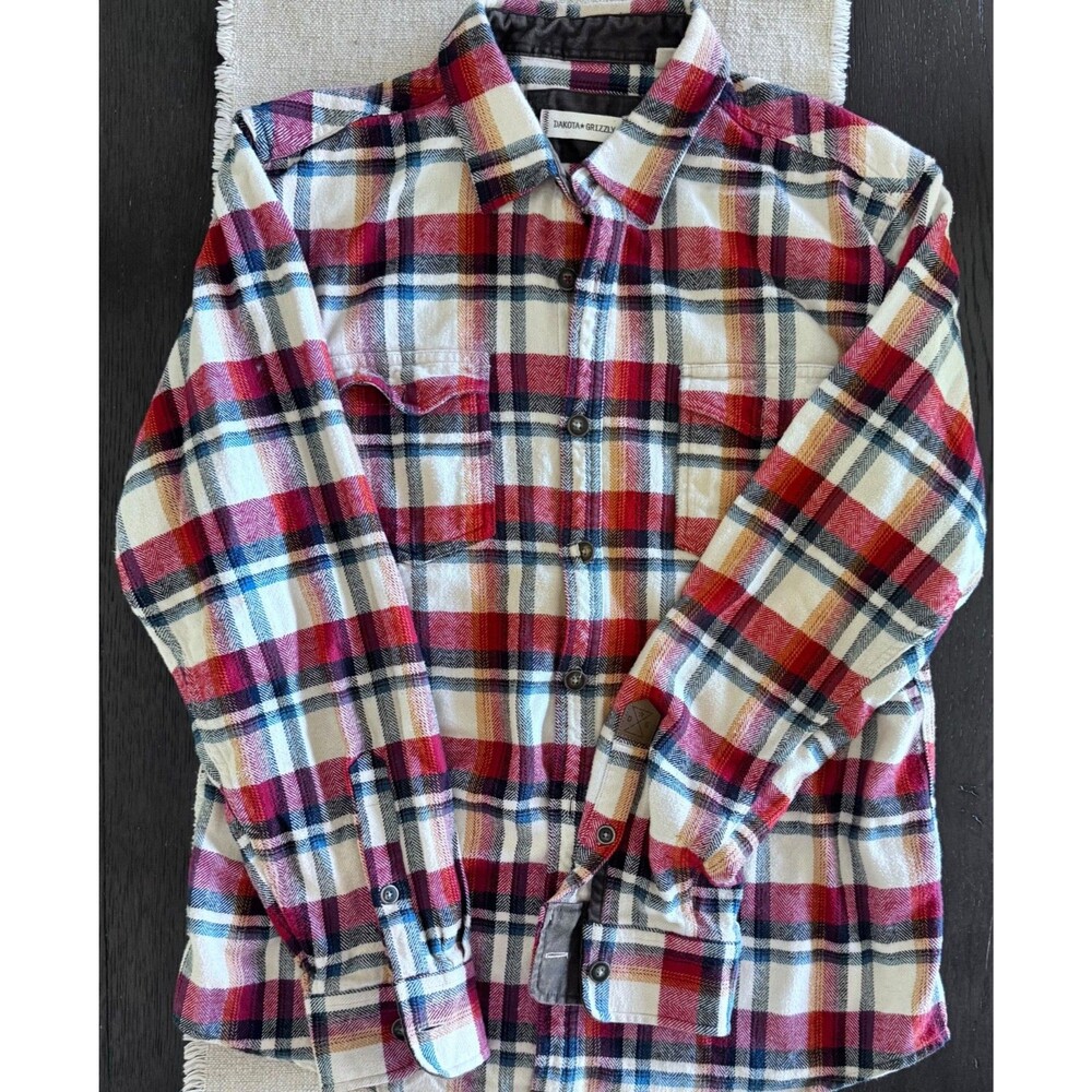Dakota Grizzly Shirt Mens Large Red Plaid Long Sleeve Button Up Flannel Snap